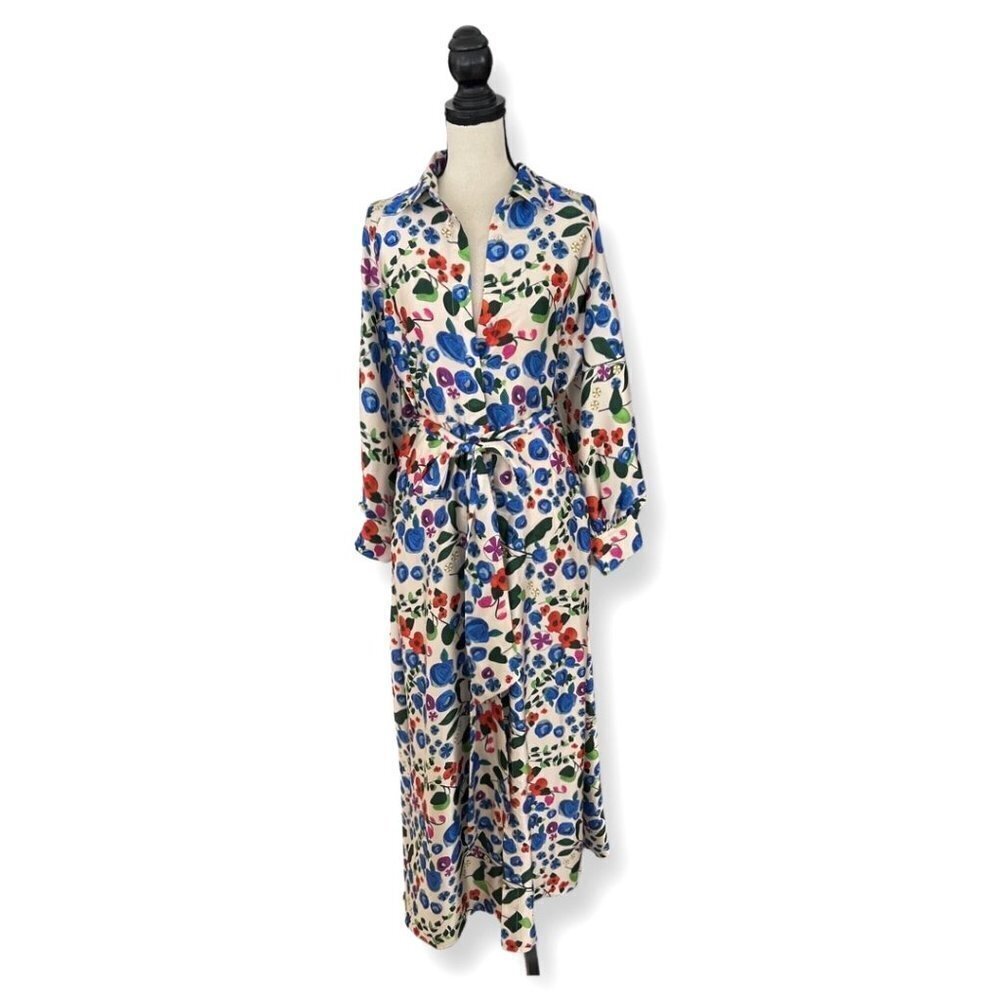 Purificación Garcia multicolor floral print long sleeve dress size 40 US M
